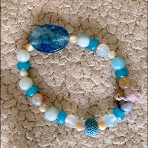 Handmade! Crystal blue bracelet (flexible)
